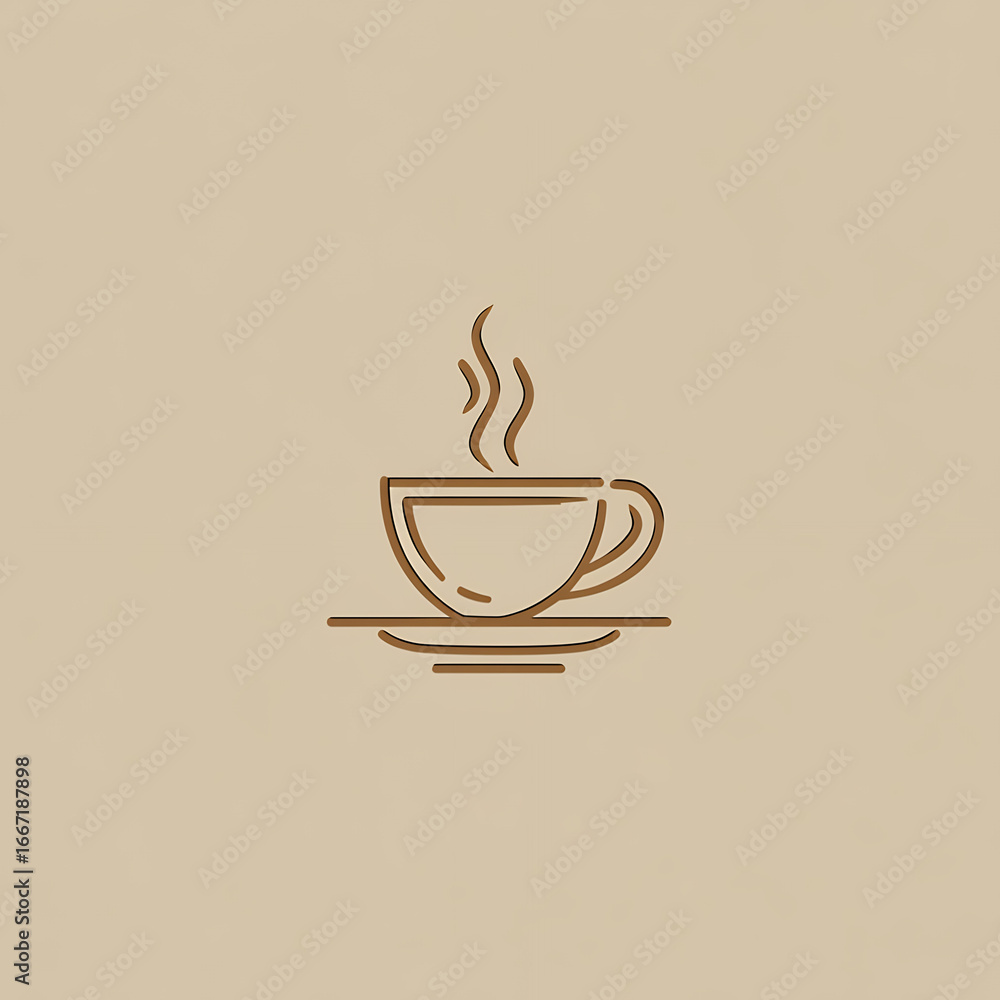 Obraz premium Outline Drawing Of A Steaming Cup Of Coffee