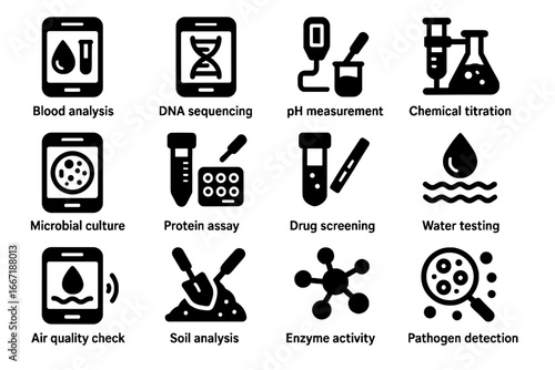 Vector culture portable lab sequencing analysis ph testing quality activity titration icon