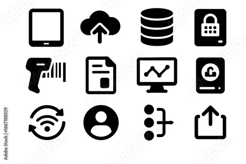 Portable tablet data wireless icon database vector user audit server export lab