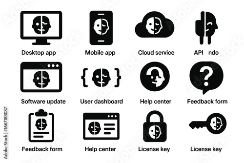Subscription cloud software icons tool user icon app vector plugin api help