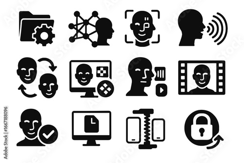 Training icon sharing face vector model voice icons synthesis encryption deepfake process