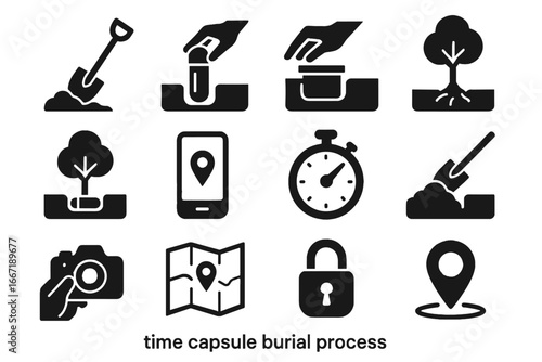 Marking tagging time recording icon photo icons sealing vector lid capsule gps