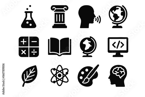 Map mind physics history language literature coding math icon economics geography vector