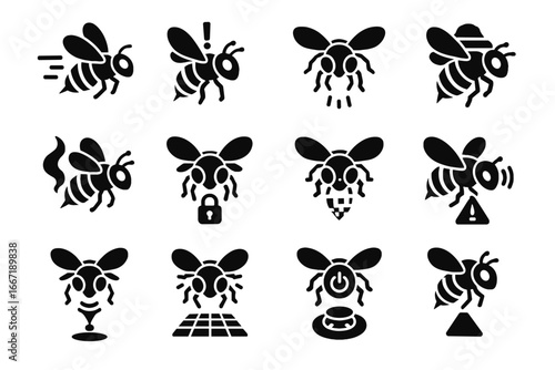 Vector alert flight mode recall robotic icons evasive smoke terrain silent icon