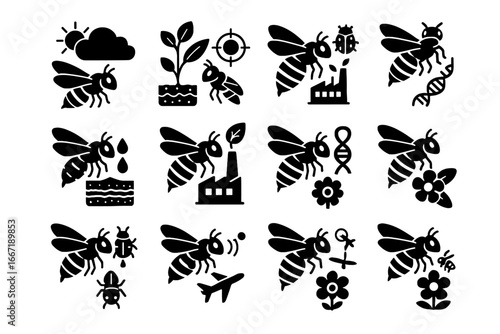 Study icon vector replacement communication robotic research pollinator bee soil swarm tracking