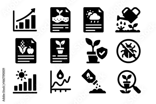 Vector gardener chart report ai weather log watering fertilizer id icon match