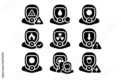 Overheat biosuit icon rate oxygen high suit vector bio hazard light detected