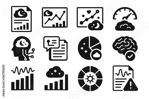 Consistency cycle mood modern dream icon brainwave sleep score mapping correlation vector