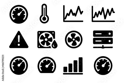 Crypto network chart temp icon mining meter gpu icons monitoring vector system
