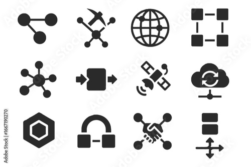 Node connection handshake crypto blockchain vector network icons icon web mining path