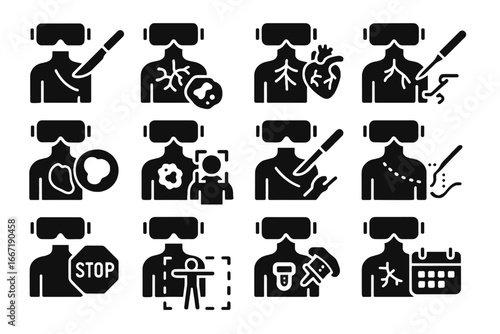 Surgery tracking guidance zone surgical vector ar icon organ virtual flow suture