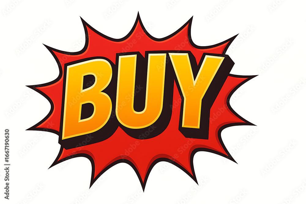 Fototapeta premium Buy Now Comic Book Style Text.