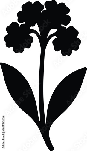 Illustrator Vector Forget Me Not flower simple minimalistic silhouette