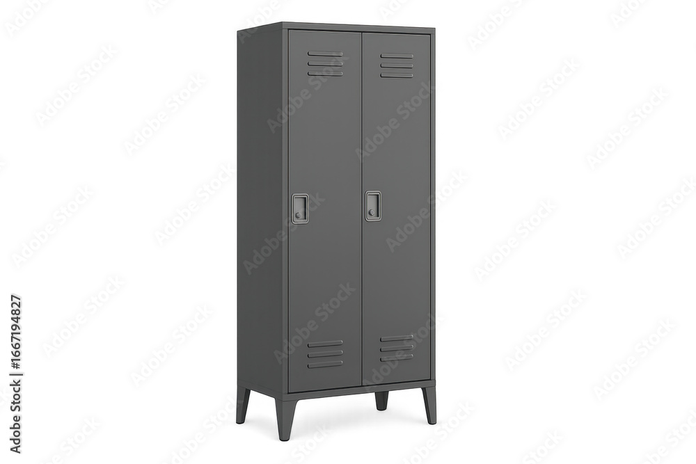 Metal locker with transparent background standing out in simplicity