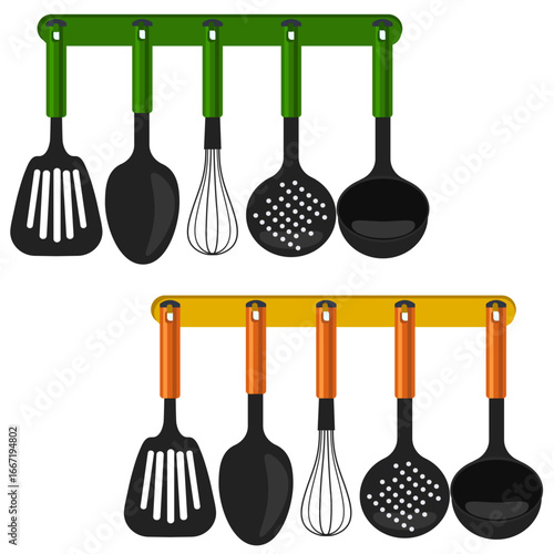 set of cutlery and accessories for kitchen and cooking