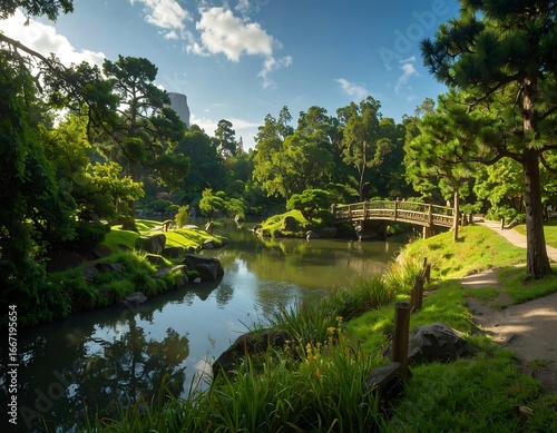 Serene Japanese garden landscape