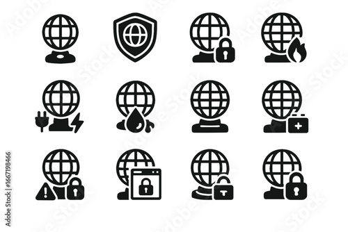 Protector holographic backup privacy surge globe emergency safety secure vector casing login