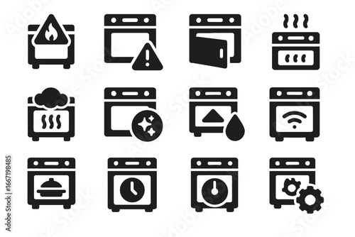 Notification indicator oven level warning symbol smart alert vector icon door spike