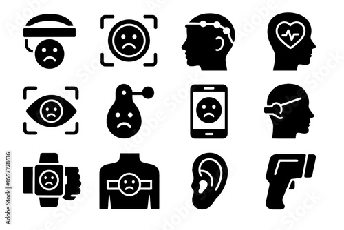 Chest sensor detector camera skin icon scanner patch tracker vector emotion