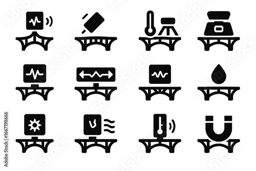 Weight bridge humidity sensor thermal vector detector node signal magnetic icon smart