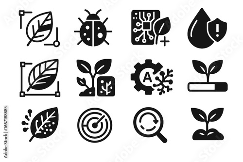 Garden vector identifier sensor diagnostics risk issue warning ai fungal bar icon