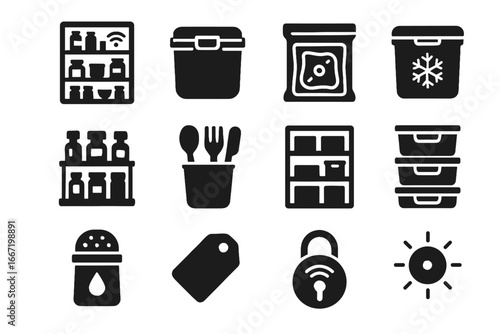Kitchen holder sensor nano shelf icon utensil sealed smart absorber vector rack