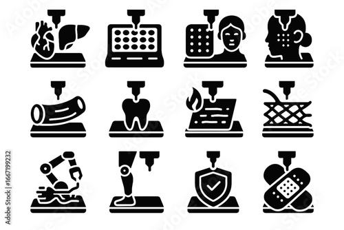 Sheet future repair printed print dental printing transplant tissue bio vector icon