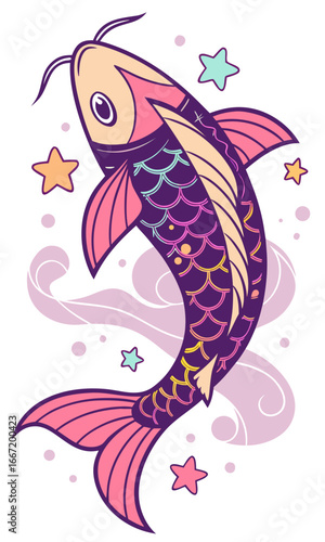 vector illustration of a cartoon fish