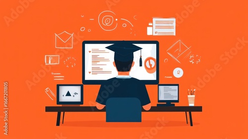 Student working on computer