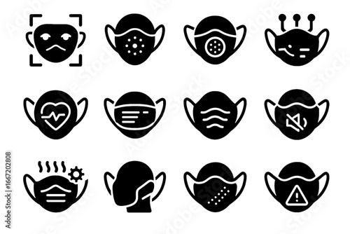 Uv adaptive icon innovative alert icons health vector tech sensing mask connected