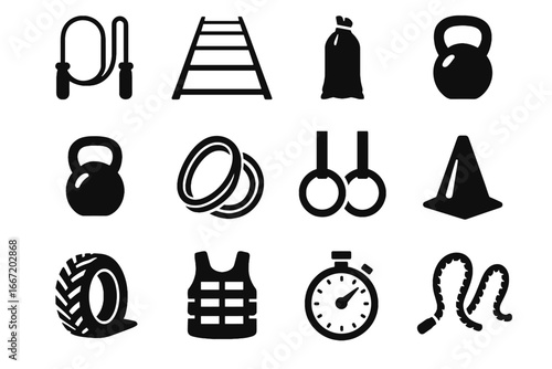 Sandbag bottle icon icons cone bands virtual tire vest fitness vector rings