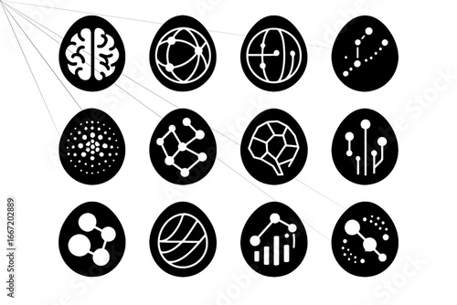 Artificial thinking data knowledge sphere vector pod learning digital icon futuristic icons