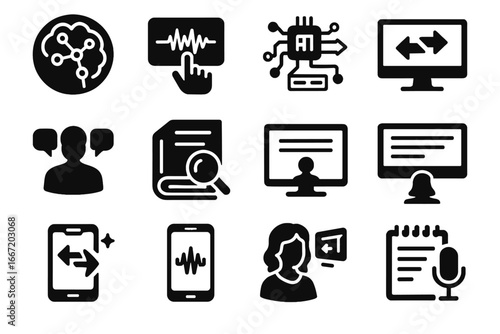 Ai multilingual interactive translator vector holographic interface processor translation language neural icons