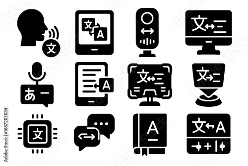 Chat smart control module language icons icon converter panel translator interface interactive