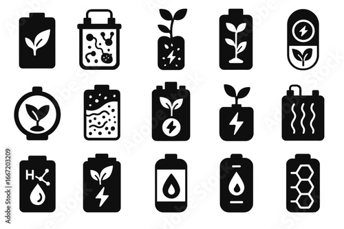 Organic icons capsule bio biofuel cell energy biodegradable green power icon vector