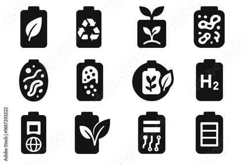 Sustainable cell vector energy icons icon organic module bio battery power