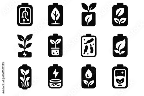 Fuel pack module cell microbial organic vector futuristic bio icon battery