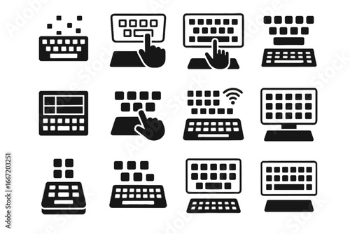 Floating icons typing vector digital futuristic icon keyboard grid function panel touchscreen