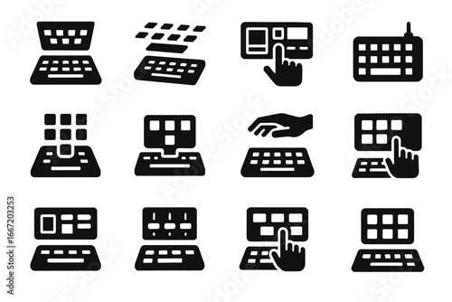 Led shortcut gesture module vector augmented icon floating interactive smart digital keyboard