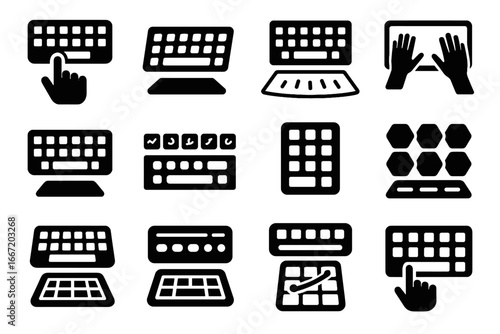 Typing backlit vector icons floating keyboard futuristic smart grid reality keys icon