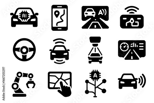 Lane vector control dash arm car planner icon icons sensor robotic reality