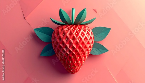 Wallpaper Mural Geometric Strawberry with Pink Background. Torontodigital.ca