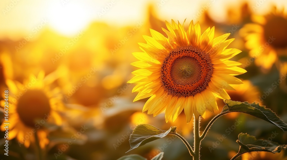 Naklejka premium Sunflowers in Golden Light