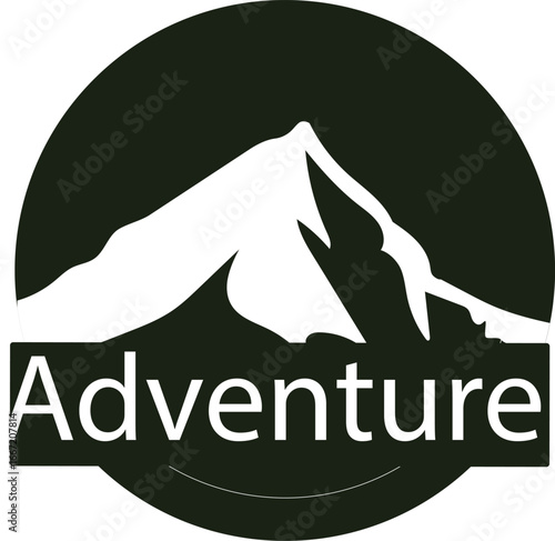 Adventure Badge with Mountain and Bold Text – Outdoor Explorer Logo for Hiking Clubs, Camping Apparel, and Nature Adventure Branding