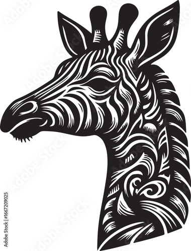 A zeebra head silhouette vector