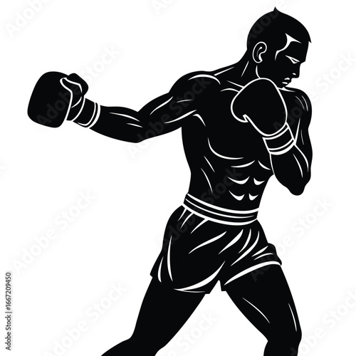 boxer punch silhouette vector art design