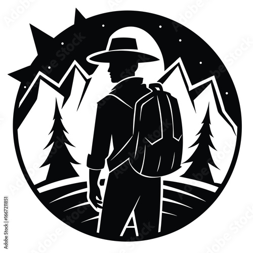 explorer silhouette vector art design