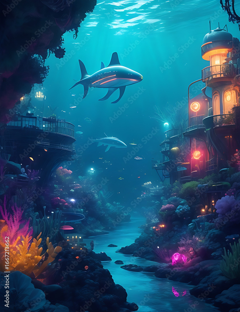 Fototapeta premium underwater scene with coral reef