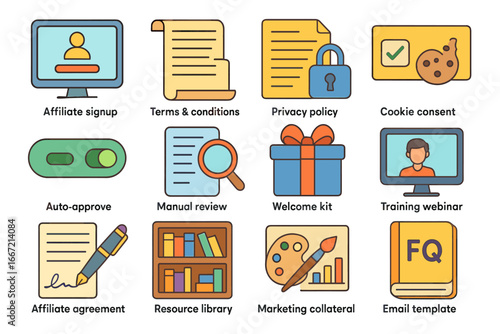 Business and marketing icon set. essential flat icons for online resources