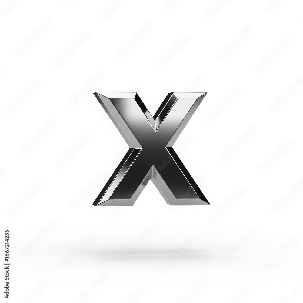 Fototapeta premium Sleek 3D Letter X with Metallic Finish